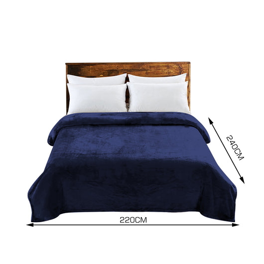 DreamZ 320GSM 220x240cm Ultra Soft Mink Blanket Warm Throw in Navy Colour