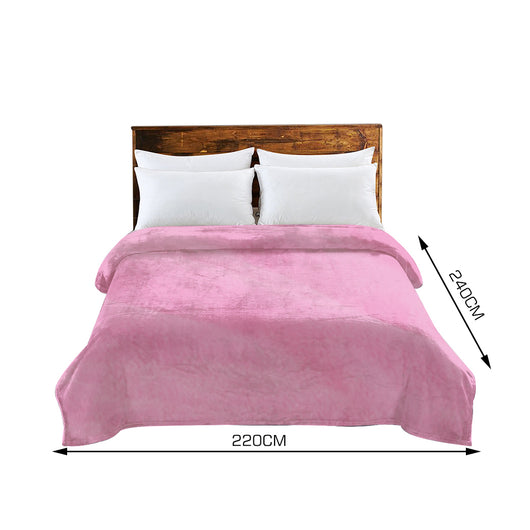 DreamZ 320GSM 220x240cm Ultra Soft Mink Blanket Warm Throw in Pink Colour