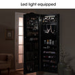 Mirror Jewellery Cabinet Makeup Storage Ear Ring Necklace Box Organiser with LED