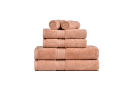 Amelia 500GSM 100% Cotton Towel Set -Zero Twist 6 Pieces -Dusty Coral