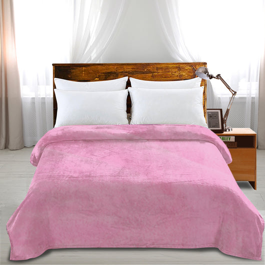 DreamZ 320GSM 220x240cm Ultra Soft Mink Blanket Warm Throw in Pink Colour