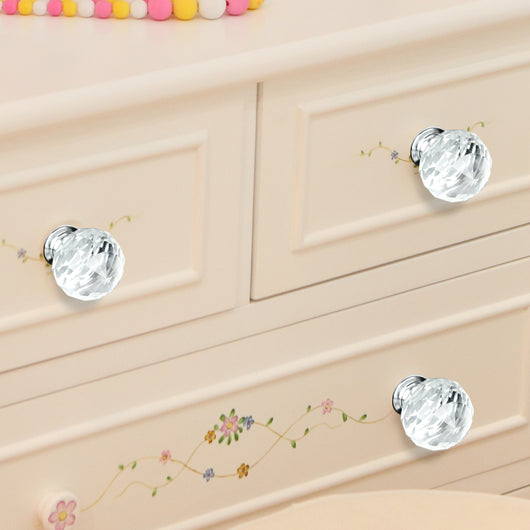 30mm 10Pack Clear Crystal Glass Door Pull Knobs Knob Drawer Handle Cabinet +Screw