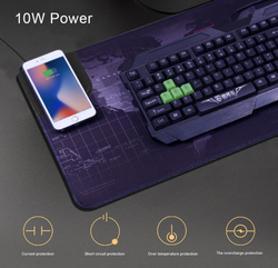 Wireless Charging Qi Mousepad 800x300x4mm Non-slip Rubber Base World Map